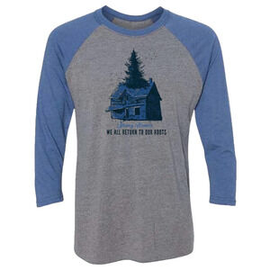 Stormy Kromer Raglan Baseball Shirt Shirt Blue Gray Unisex Cabin Roots Sz MEDIUM